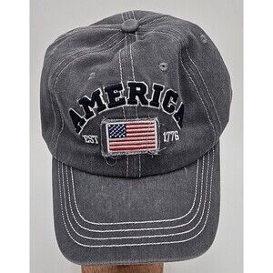 America Distressed Baseball Cap Est. 1776 American Flag USA Men Women Gray New